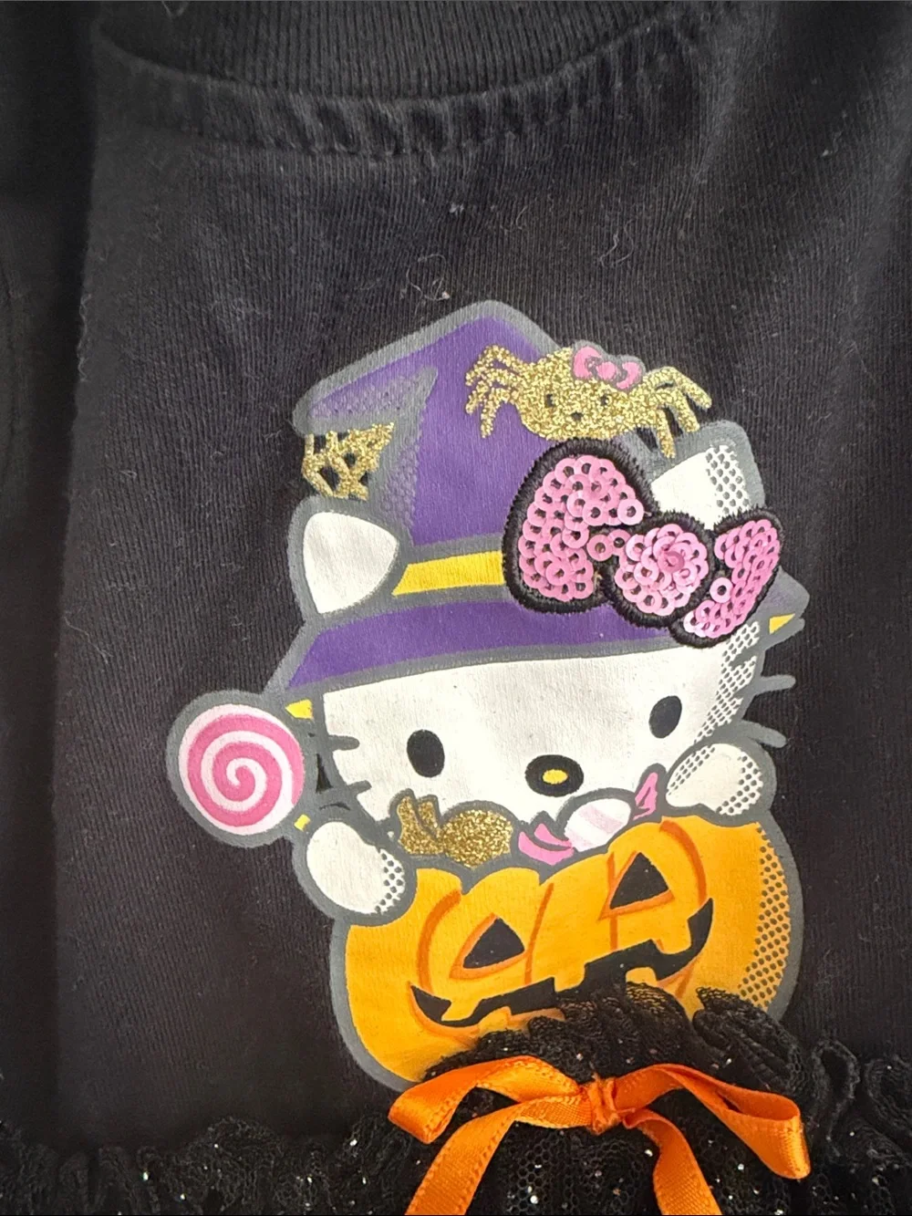 Hello Kitty Black and Orange Halloween Tutu Dress - Kids Costume
